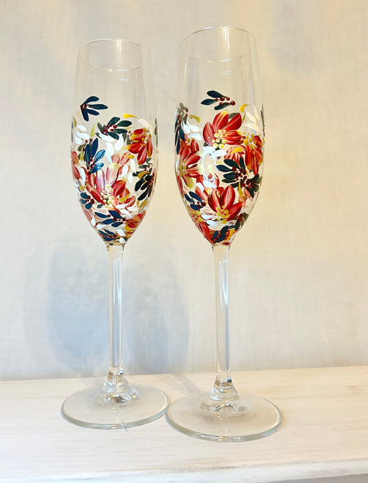 Hand-Painted Champagne Flute Set