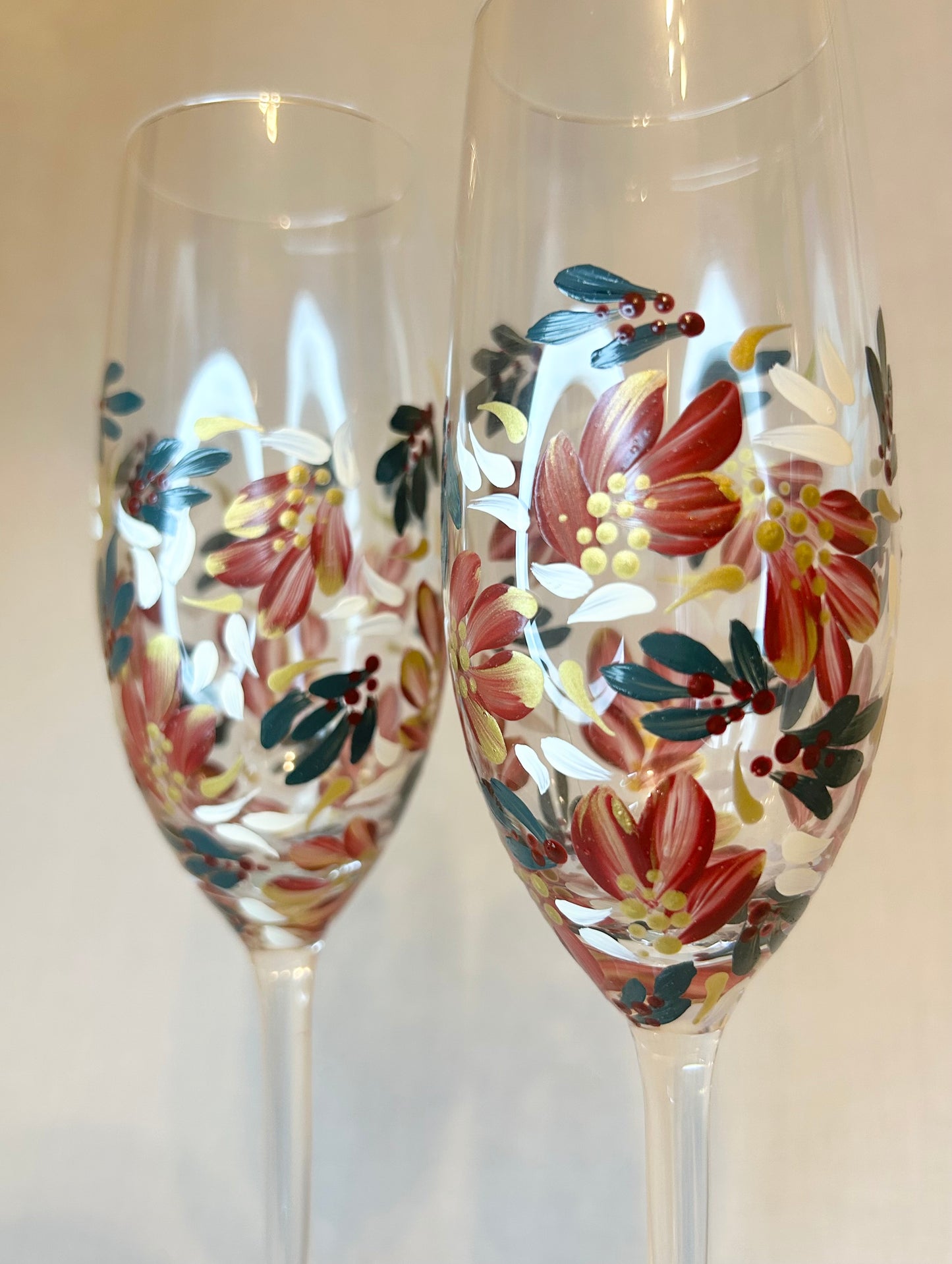 Hand-Painted Champagne Flute Set
