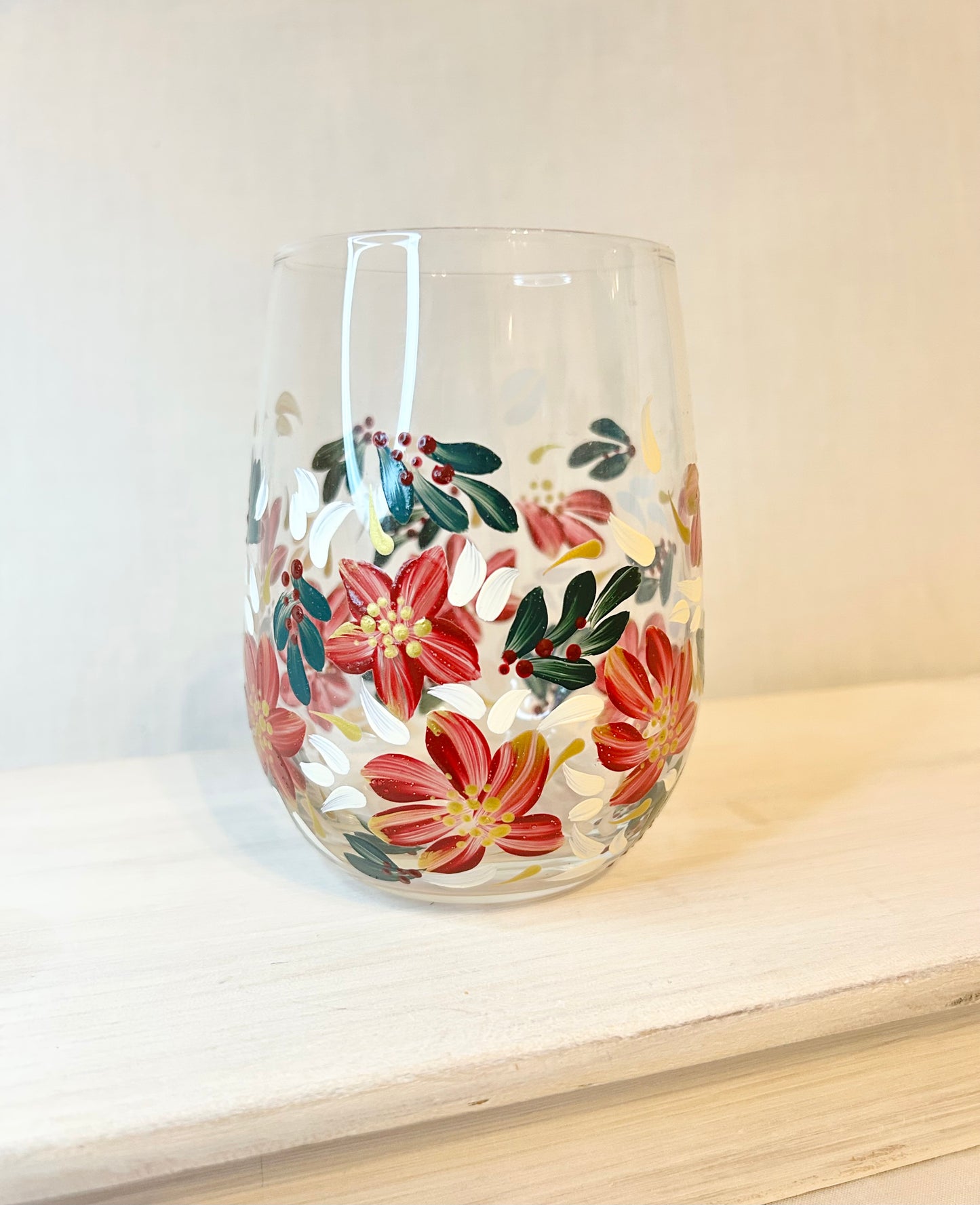 Hand-Painted Stemless Wine Glass