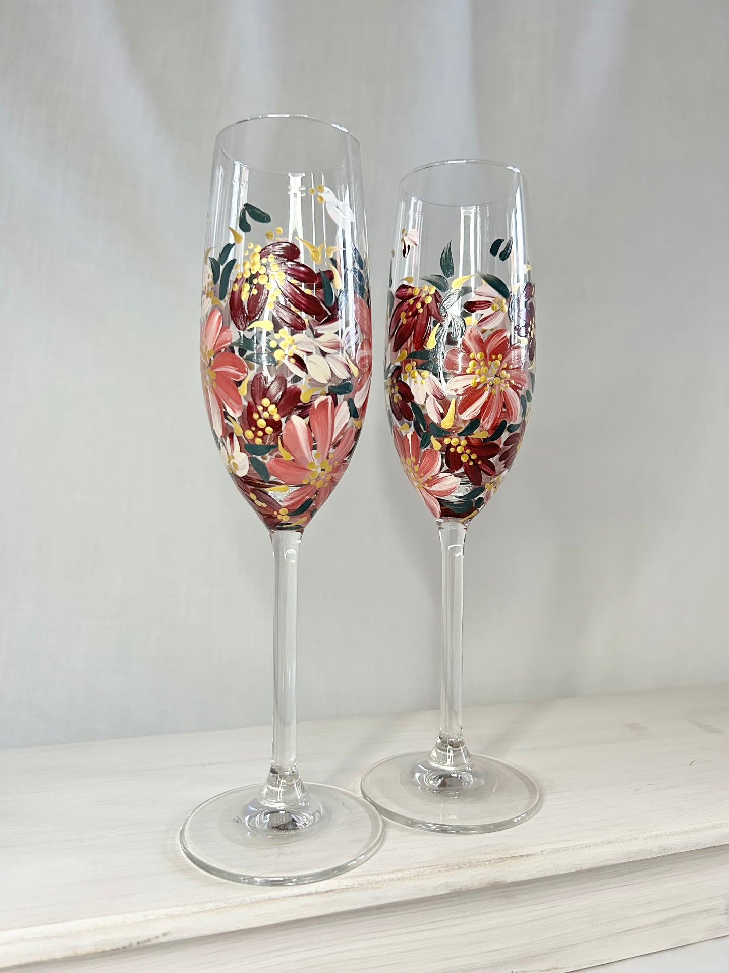 Hand-Painted Champagne Flute Set