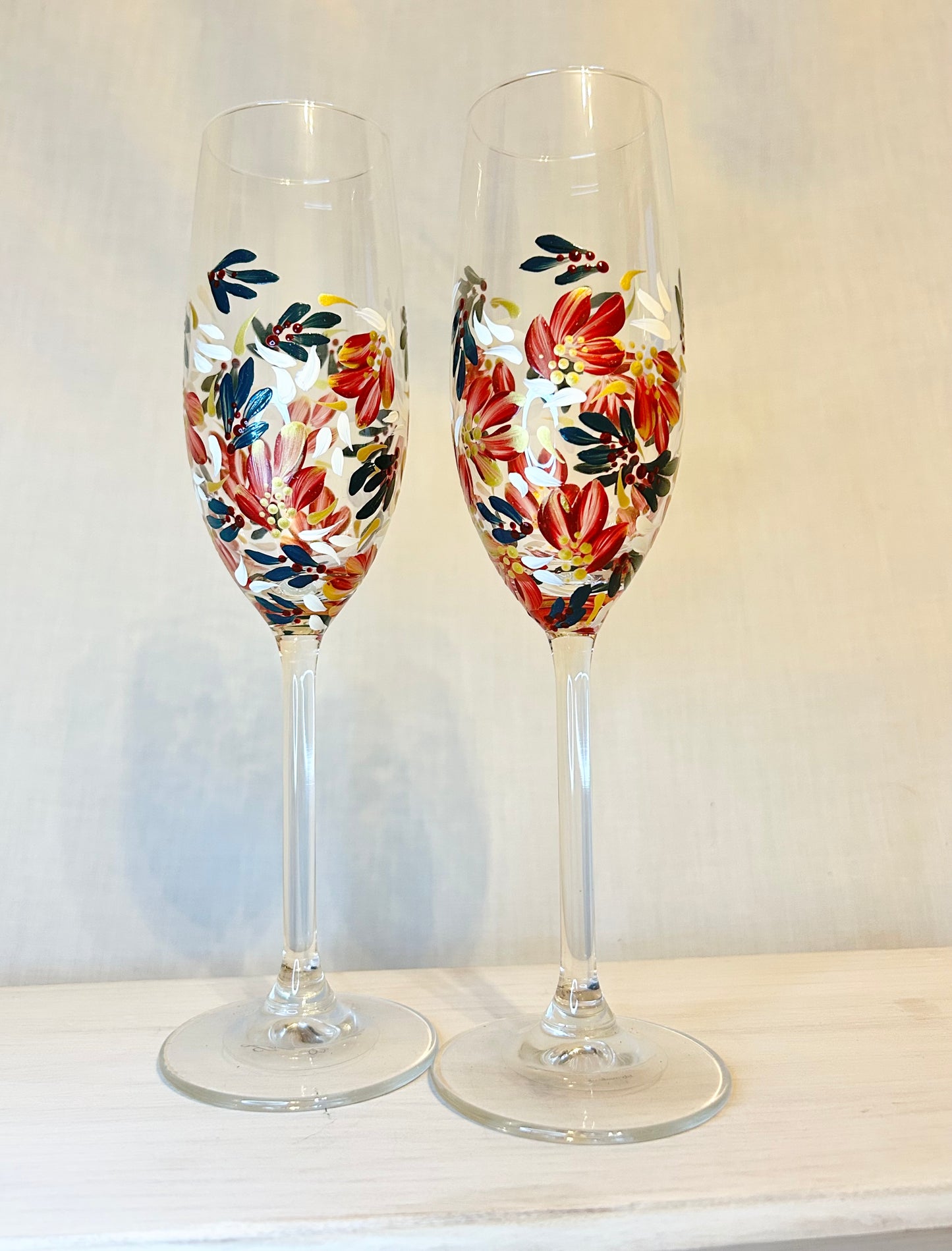 Hand-Painted Champagne Flute Set