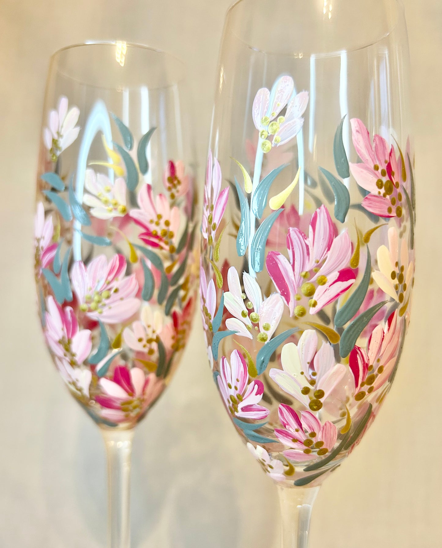Hand-Painted Champagne Flute Set