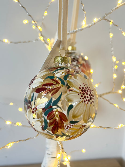 Small Bauble - Red, Cream and Gold