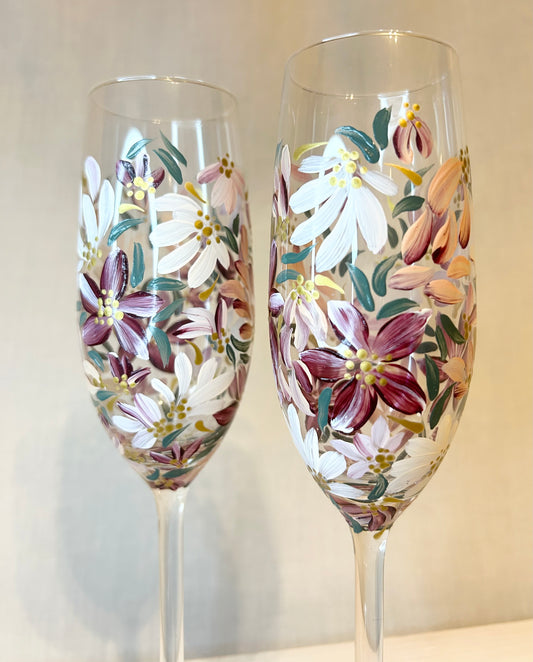 Hand-Painted Champagne Flute Set