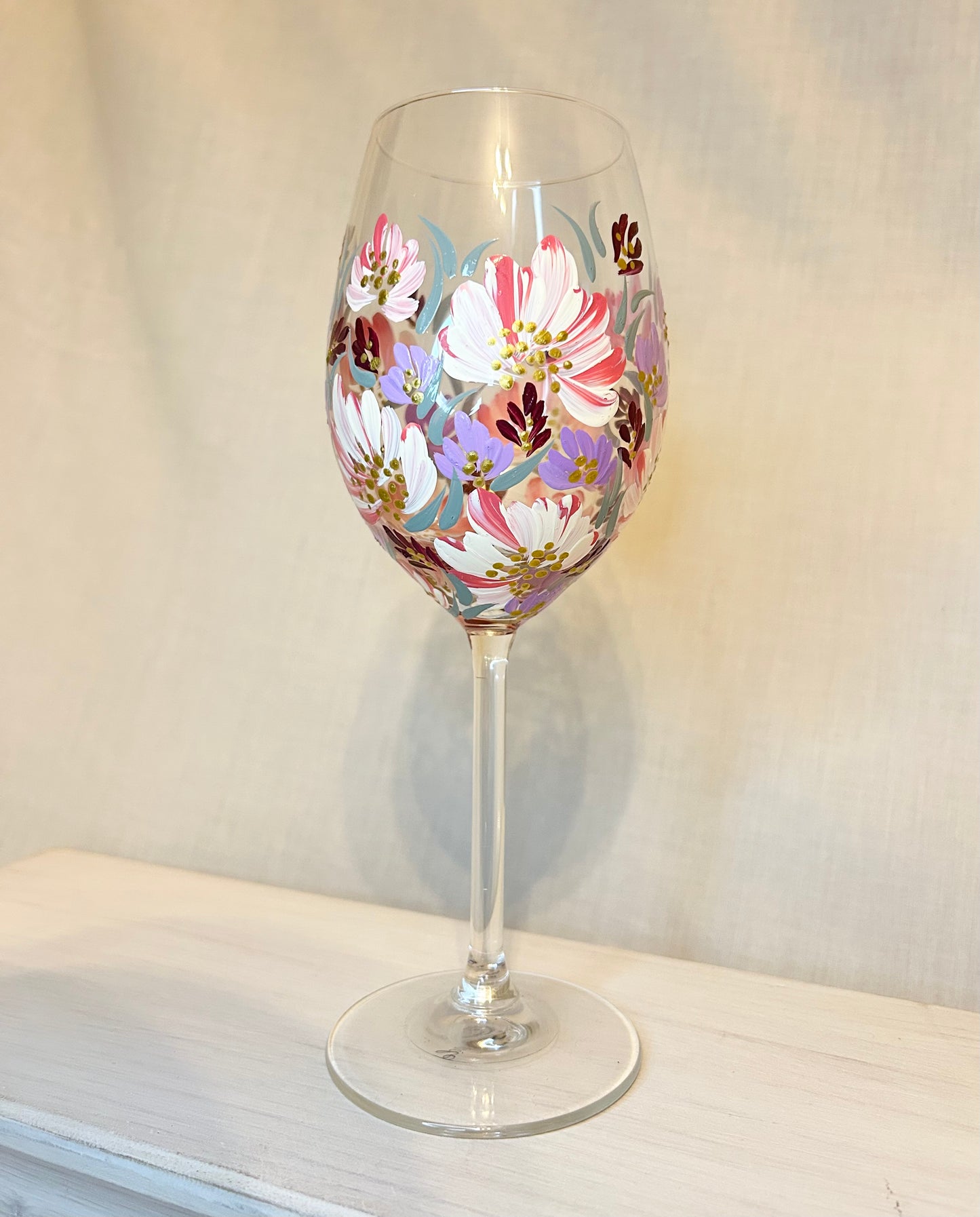 Hand-Painted Wine Glass