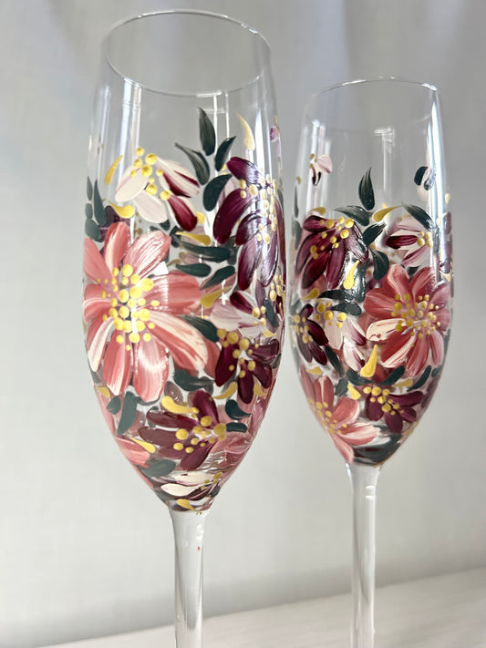 Hand-Painted Champagne Flute Set