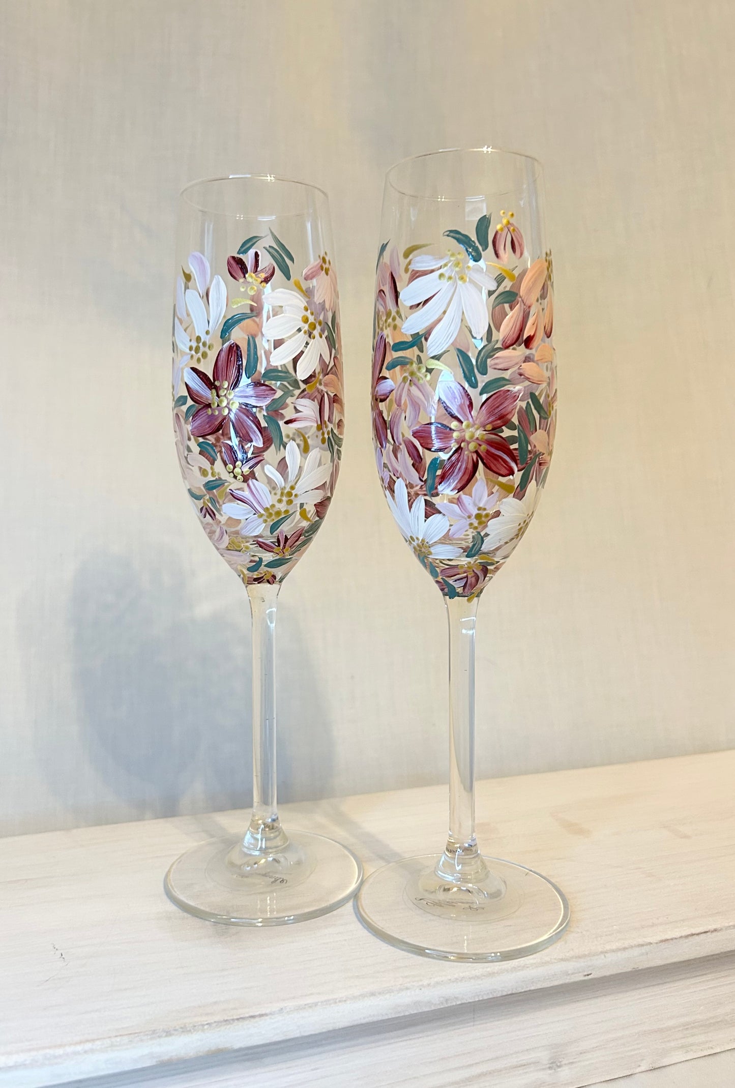 Hand-Painted Champagne Flute Set