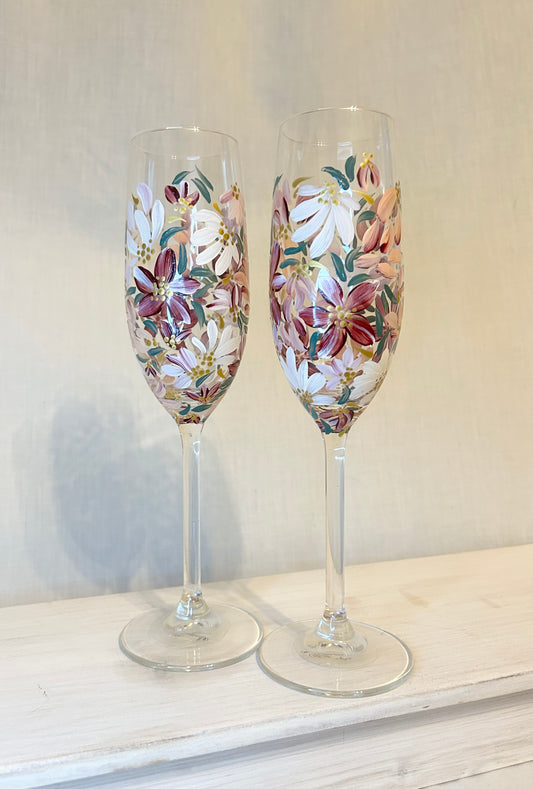 Hand-Painted Champagne Flute Set