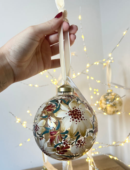 Large Bauble - Red, Cream and Gold