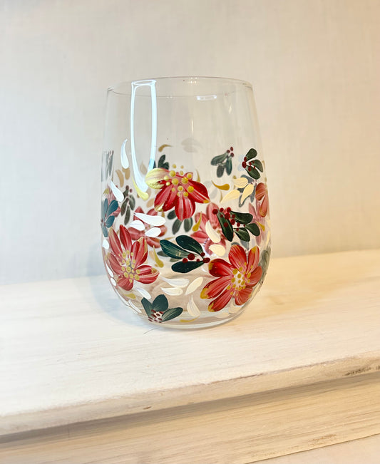 Hand-Painted Stemless Wine Glass