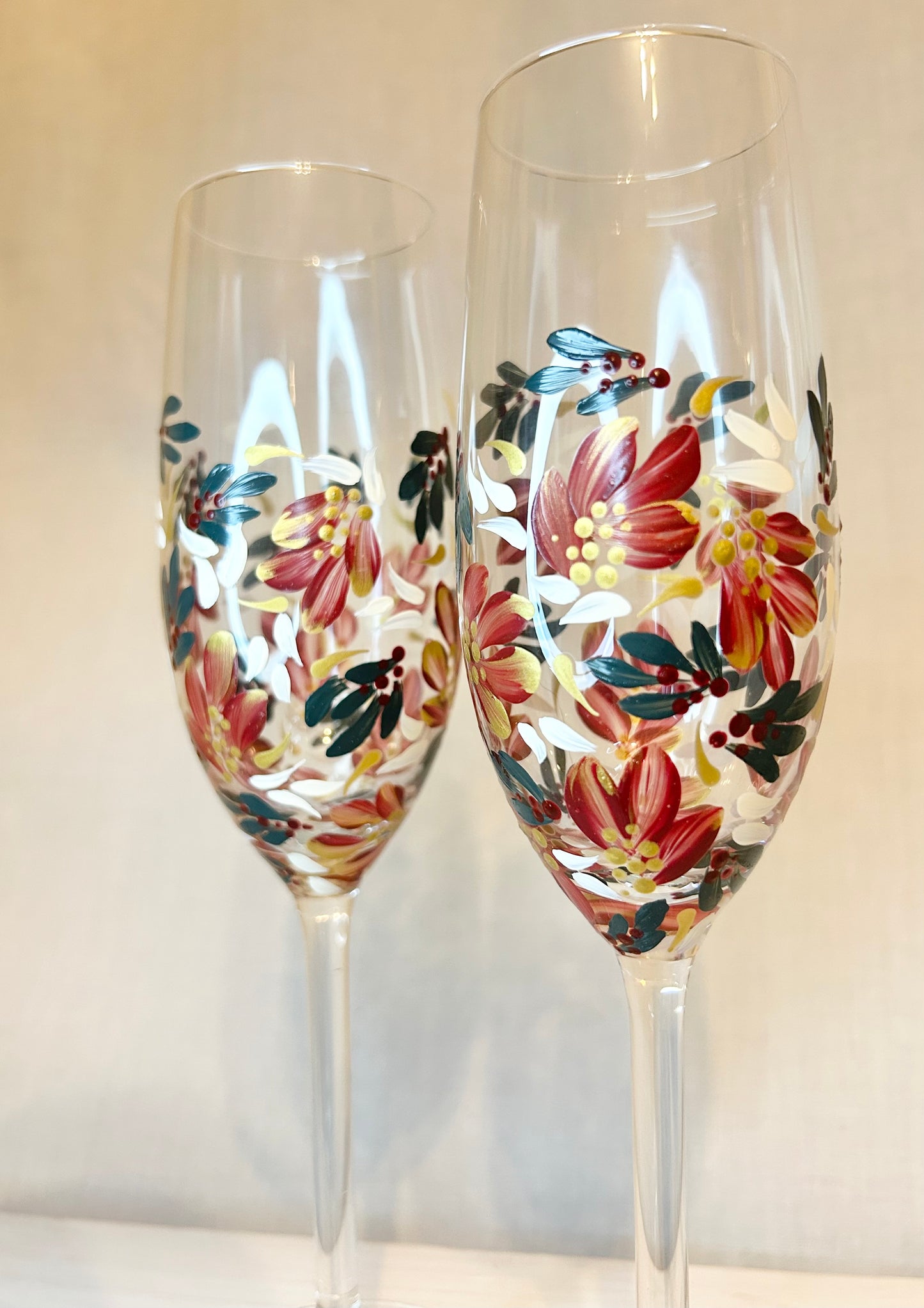 Hand-Painted Champagne Flute Set
