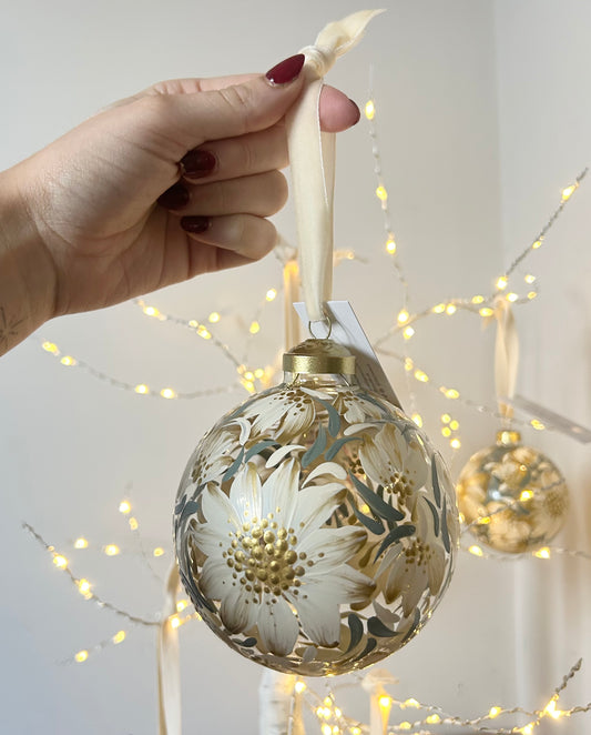 Large Bauble - Cream and Gold
