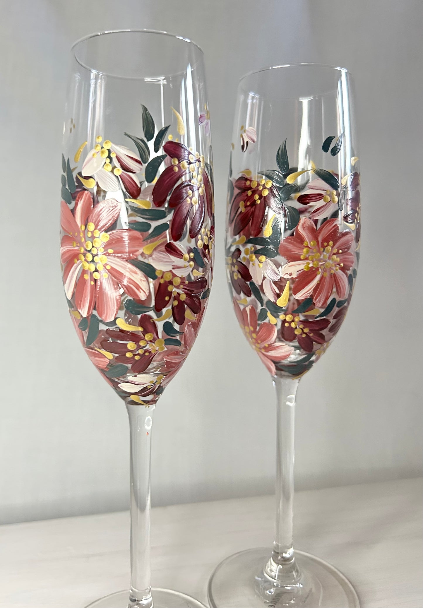 Hand-Painted Champagne Flute Set