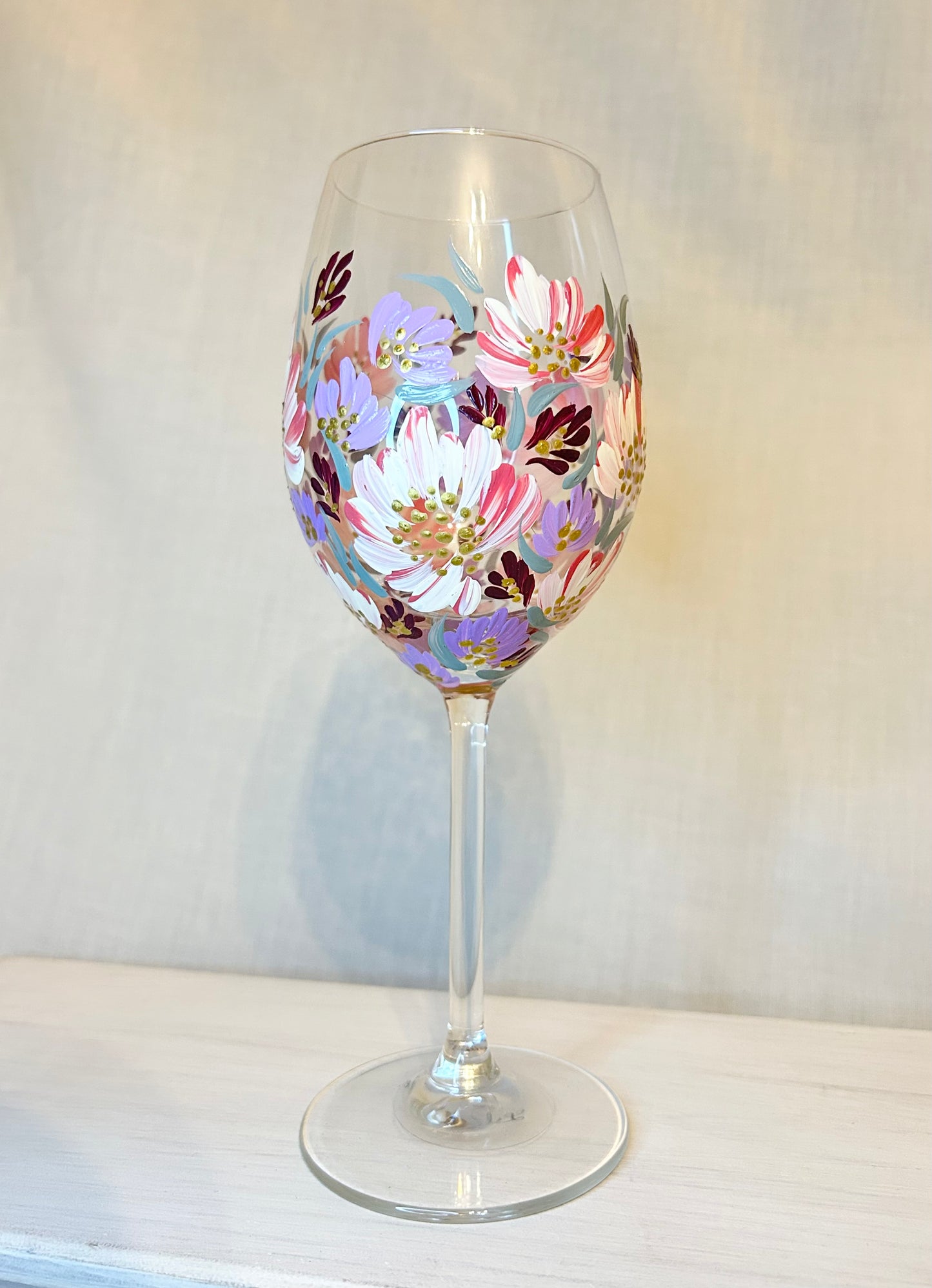 Hand-Painted Wine Glass