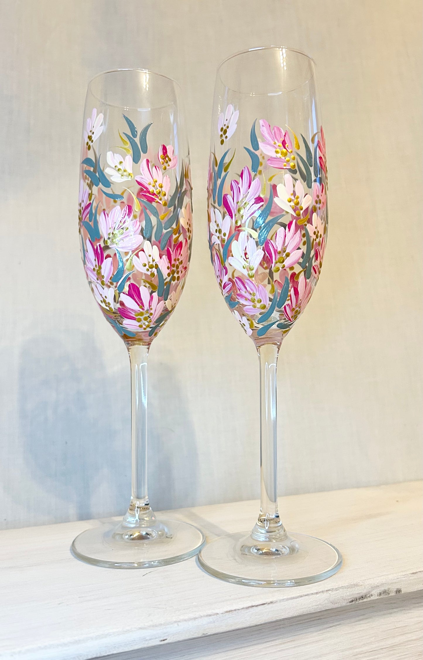 Hand-Painted Champagne Flute Set
