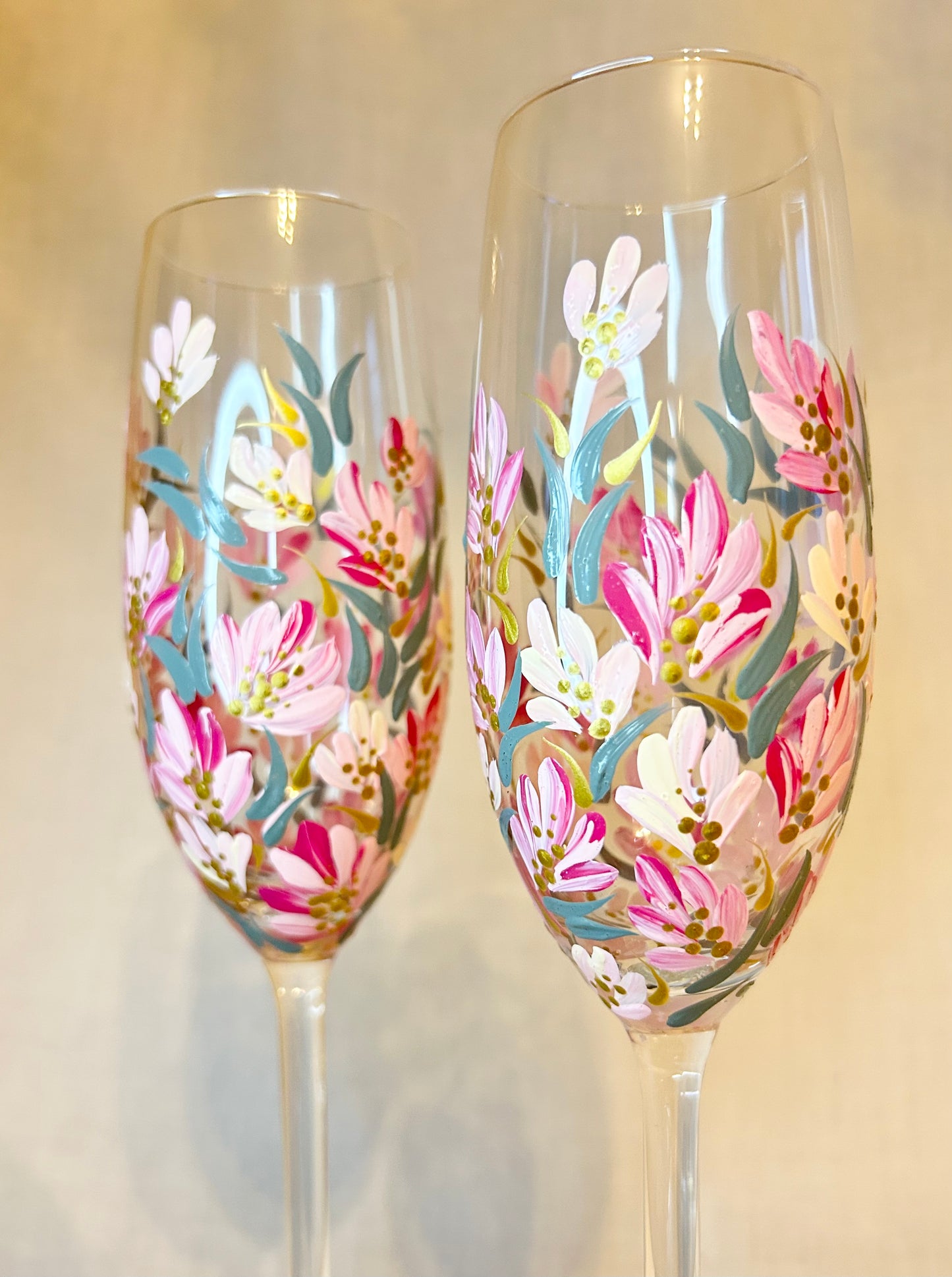 Hand-Painted Champagne Flute Set